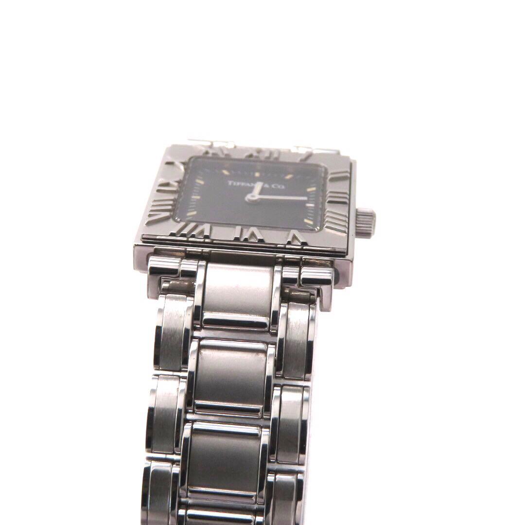 ☆極美品 \"アトラス スクエア ティファニー 時計 ガンブラック レディース
