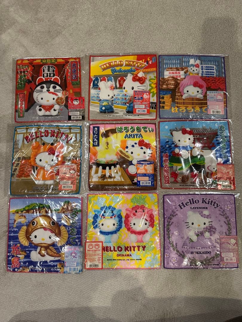 ハローキティ ご当地キティ ミニタオル 全59枚 大量まとめ売り 新品未開封