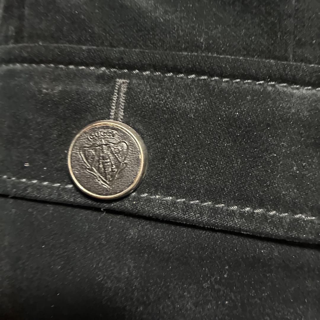 GUCCI.コットンジャケット42 ITALY ベルべット調、黒系