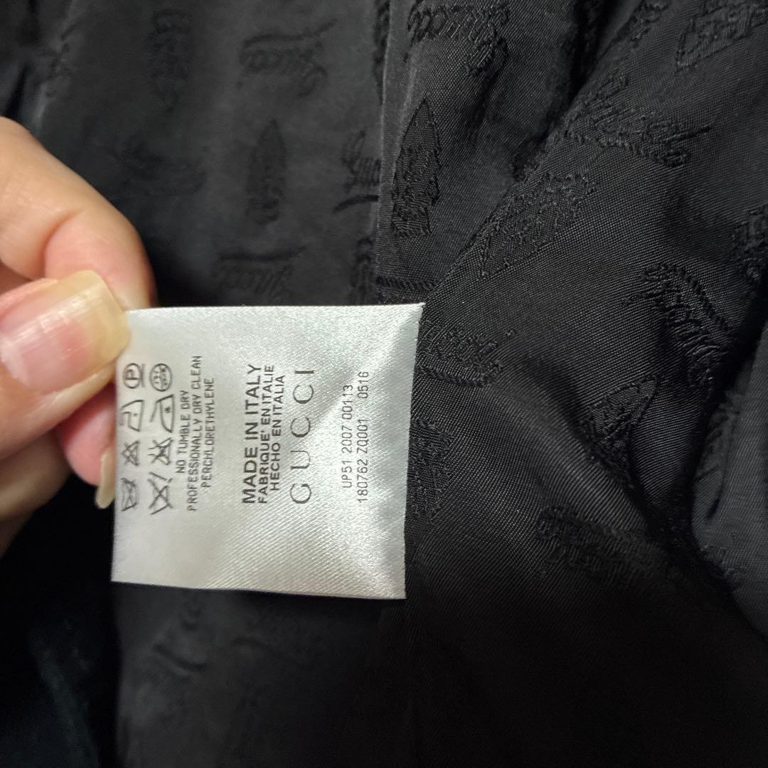 GUCCI.コットンジャケット42 ITALY ベルべット調、黒系