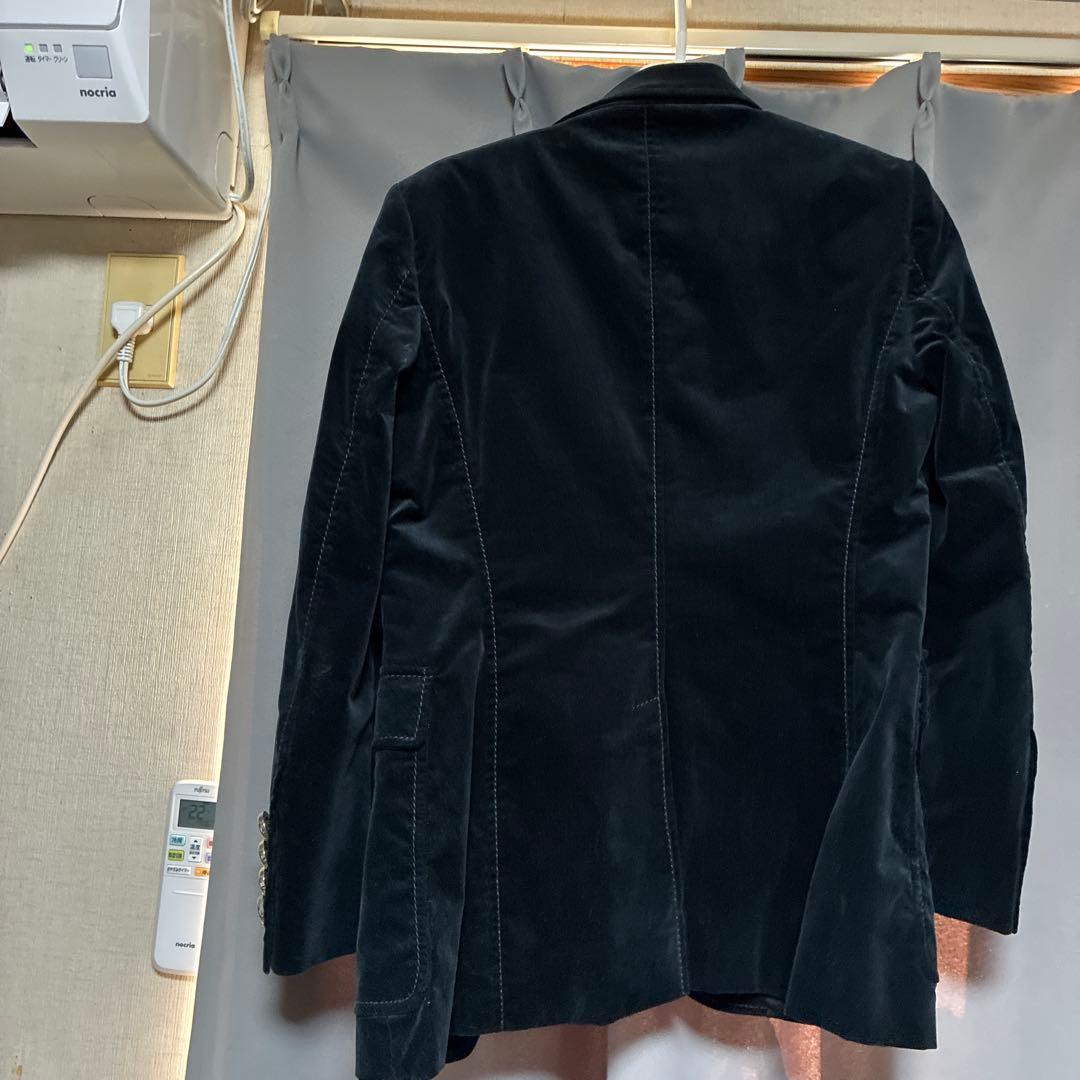 GUCCI.コットンジャケット42 ITALY ベルべット調、黒系