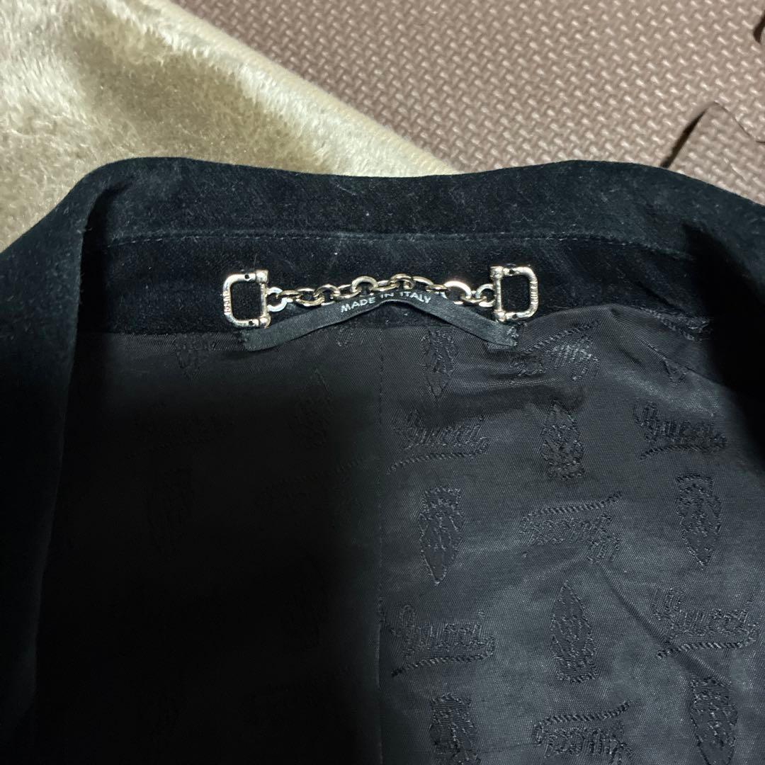 GUCCI.コットンジャケット42 ITALY ベルべット調、黒系