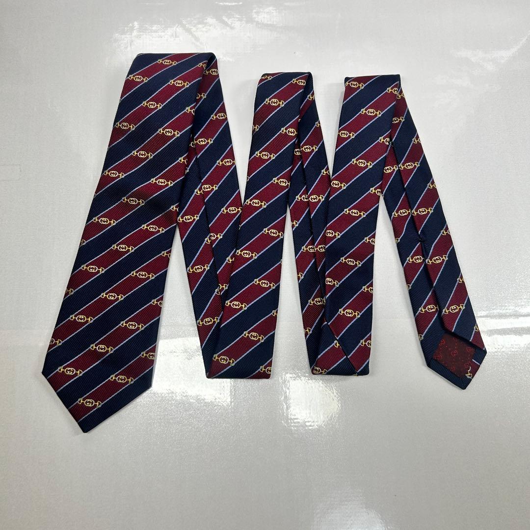 GUCCI グッチ 美品 現行タグ ネクタイ インターロッキングG ストライプ