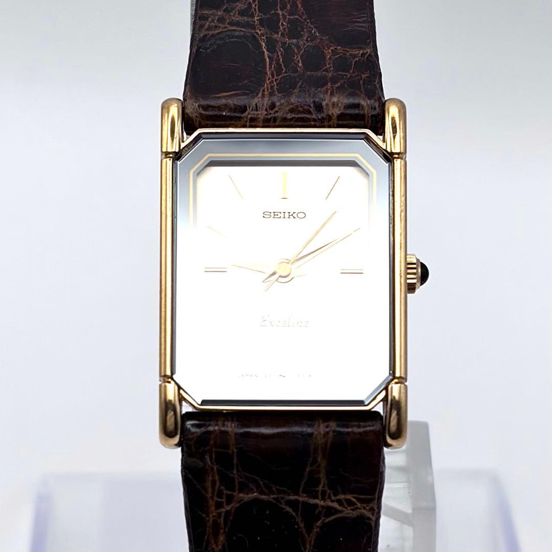 稼働品 新品電池 セイコー エクセリーヌ スクエア ドレス クォーツ レディース