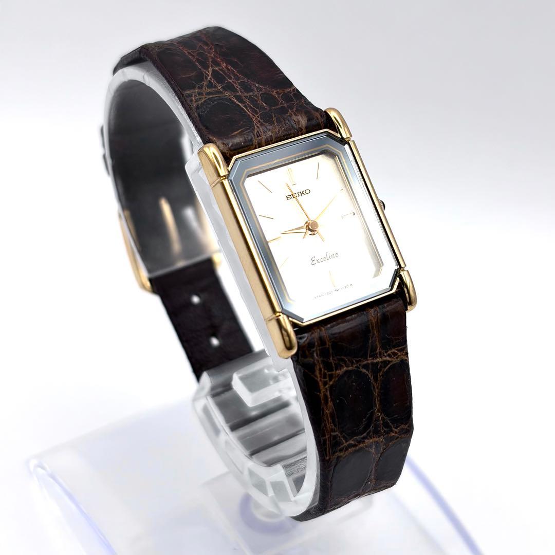稼働品 新品電池 セイコー エクセリーヌ スクエア ドレス クォーツ レディース