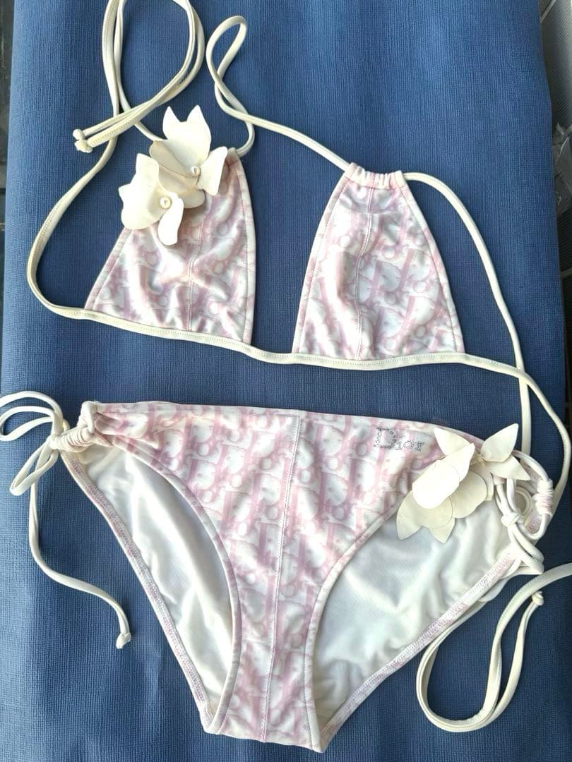 Dior ピンク フラワー装飾 セパレート水着