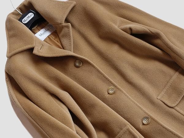 MaxMara■マックスマーラカシミアウールショートコート■白タグ■40キャメル