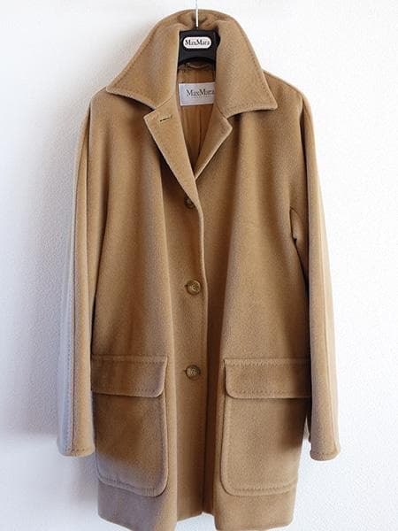 MaxMara■マックスマーラカシミアウールショートコート■白タグ■40キャメル