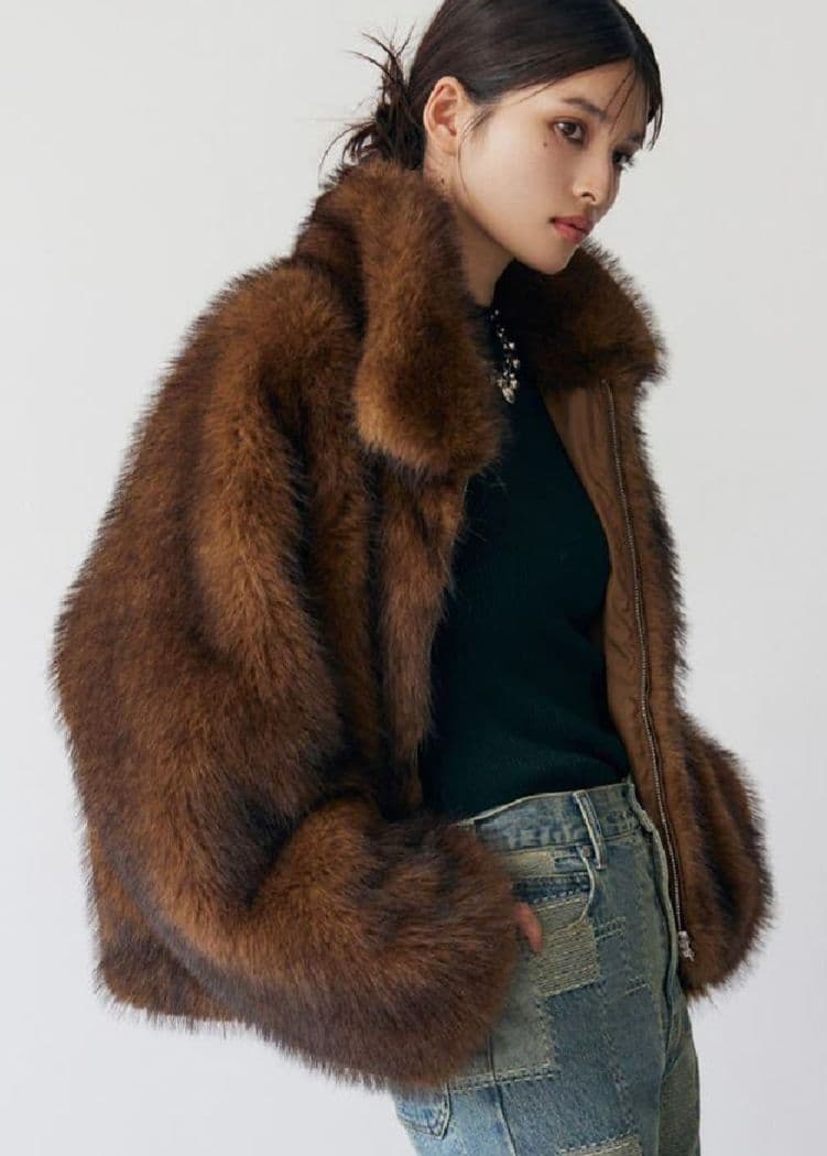 MURUA❤️MIXフェイクファーブルゾン・ブラウン