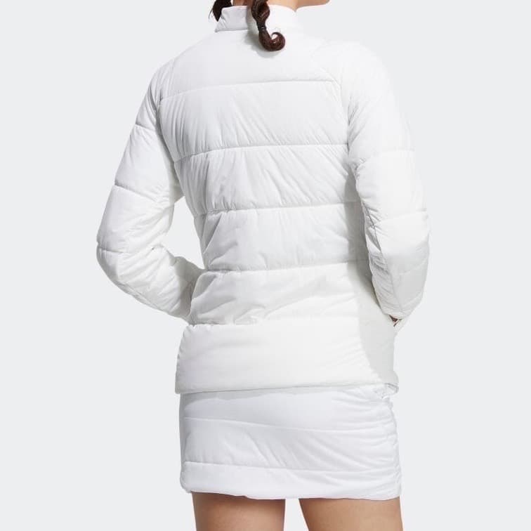 【L】秋冬 アディダス ゴルフ 保温 キルティング 中綿セットアップ 白