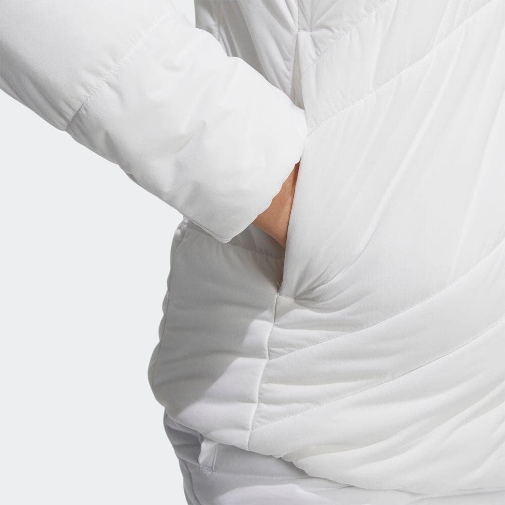 【L】秋冬 アディダス ゴルフ 保温 キルティング 中綿セットアップ 白