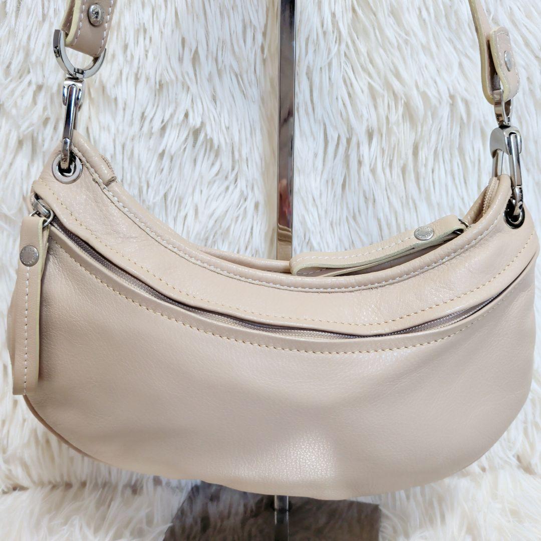 【美品】【希少】　ロンシャン　ワンショルダーバッグ　レザー　バイカラー　ベージュ