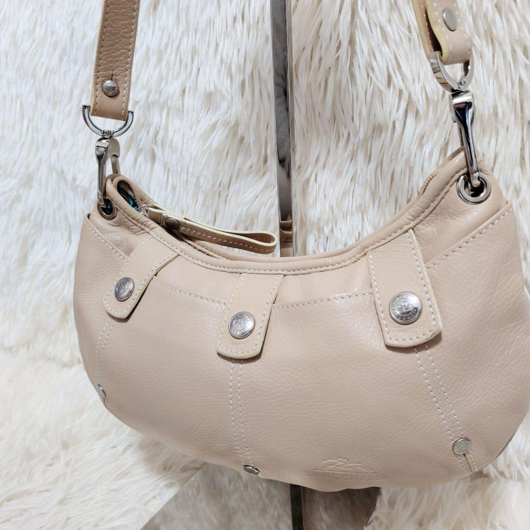 【美品】【希少】　ロンシャン　ワンショルダーバッグ　レザー　バイカラー　ベージュ