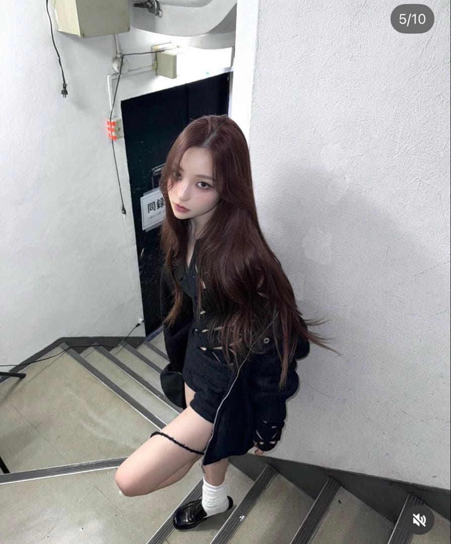 トップス S knit fit tops repeat petal