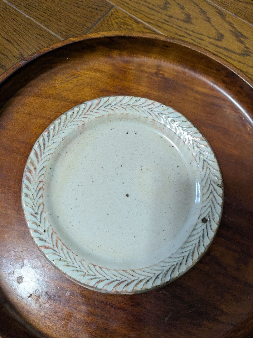 薮本寛之さん　葉模様の皿2枚セット