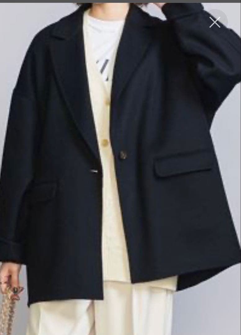 美品！　ビューティー&ユース　リバーテーラード　ミドルコート　XS ブラック