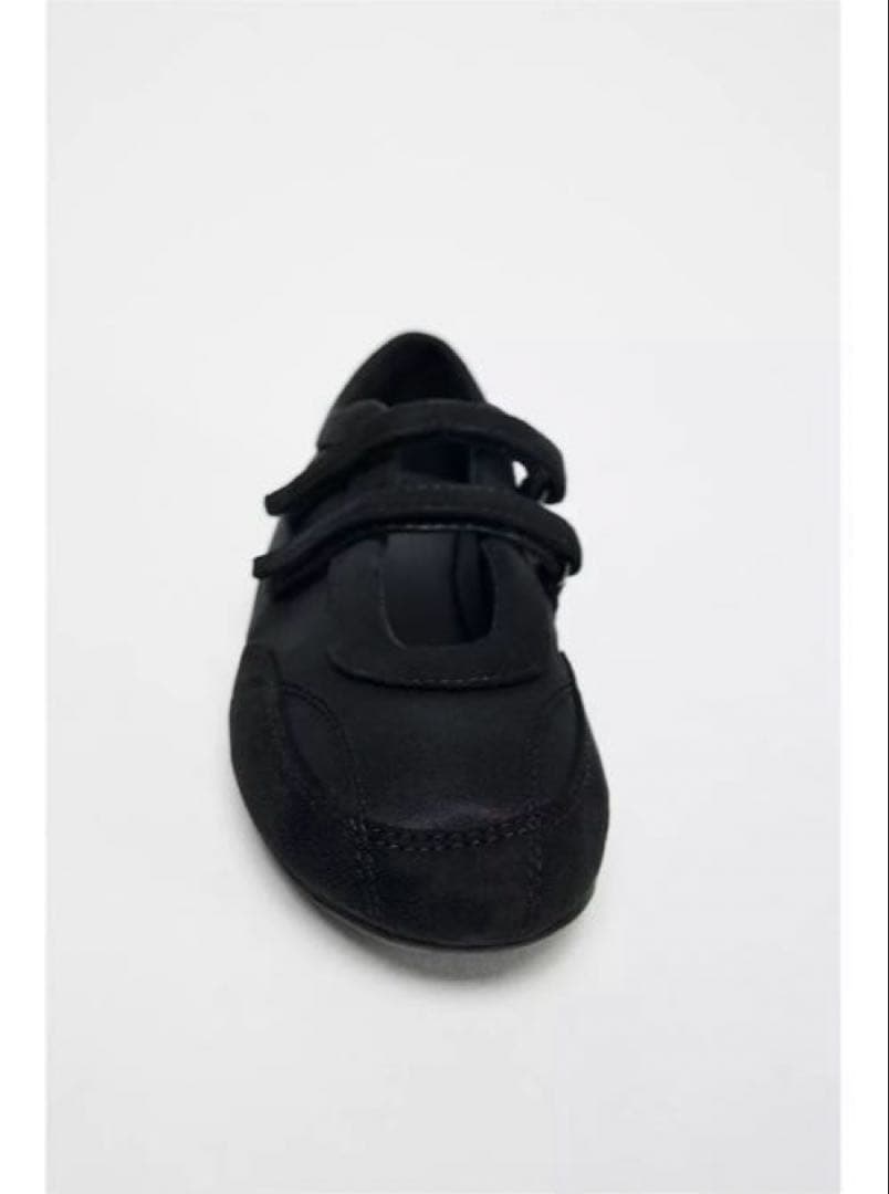 新作⭐︎ZARA ダブルストラップバレリーナ 38（24.6cm） ブラック