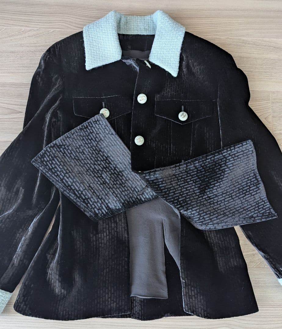 シャネル　22プレaw ジャケット　黒系　38