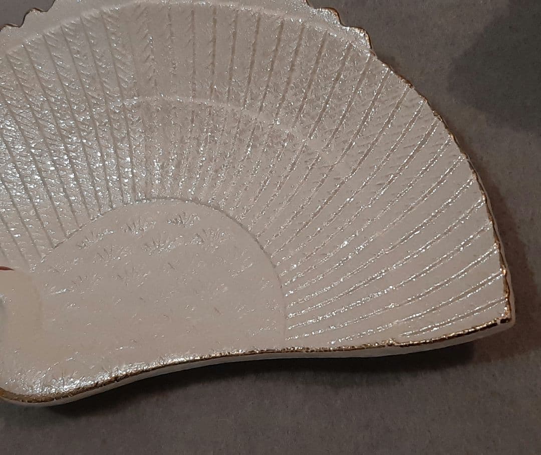 鶴のお皿　10枚セット　足付き　白とオーロラ調