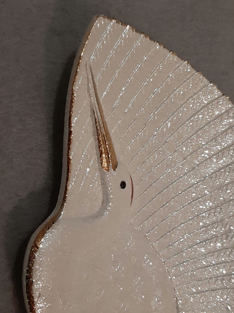 鶴のお皿　10枚セット　足付き　白とオーロラ調