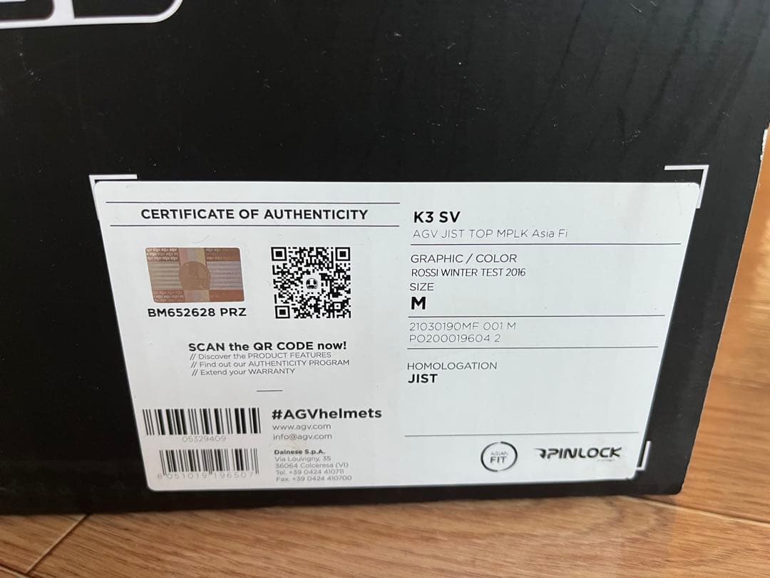 AGV フルフェイスK3 SV ROSSI WINTER TEST 2016新品