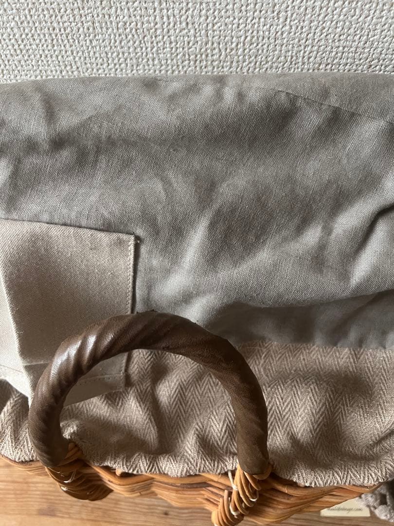 大容量 籐製かごバッグ ベージュ系