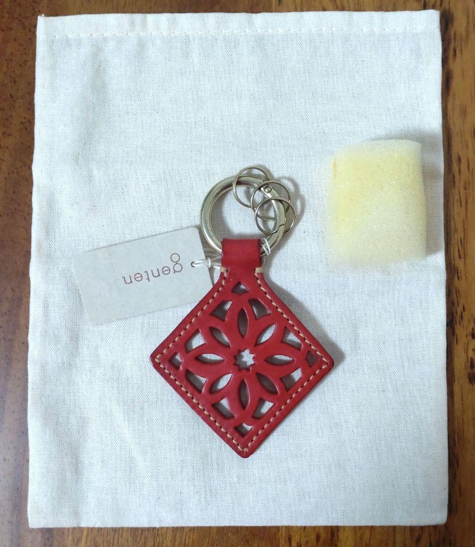 genten　ゲンテン　赤　サステナブルカットワークキーケース　新品未使用