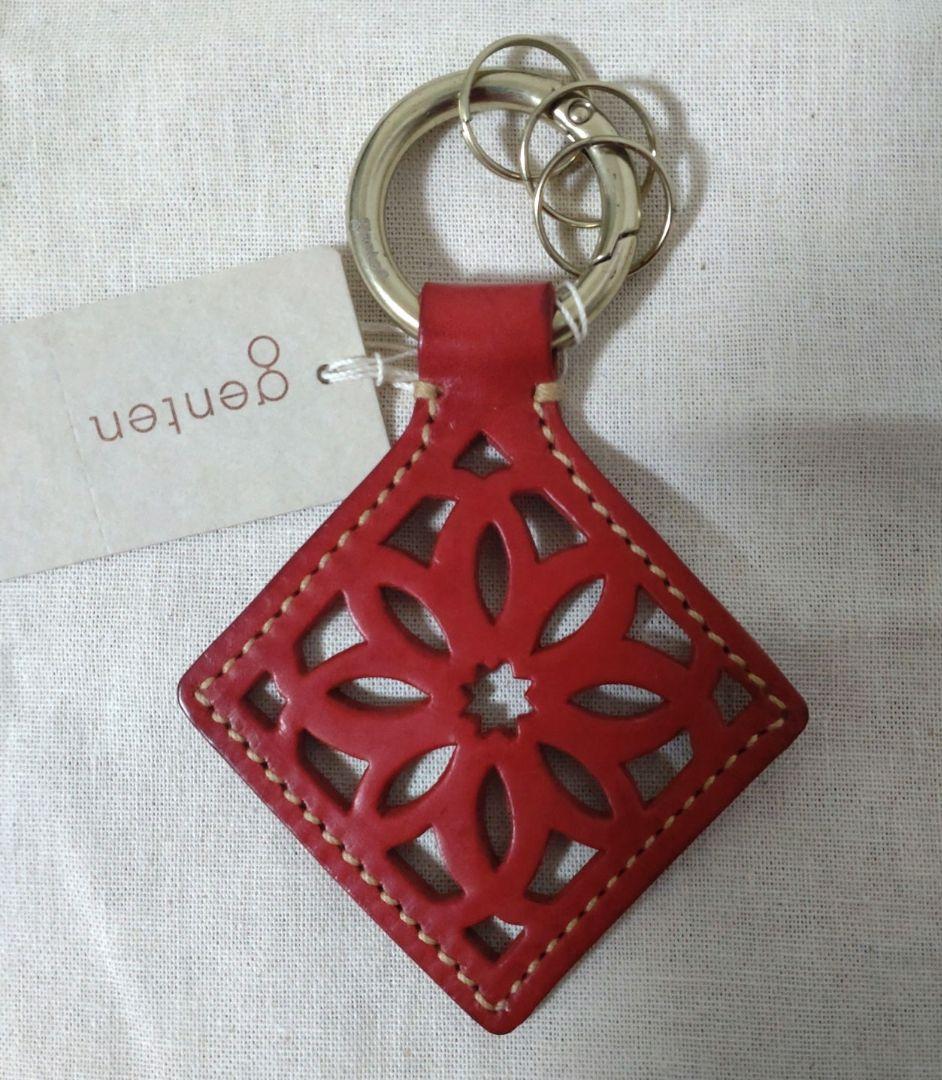 genten　ゲンテン　赤　サステナブルカットワークキーケース　新品未使用