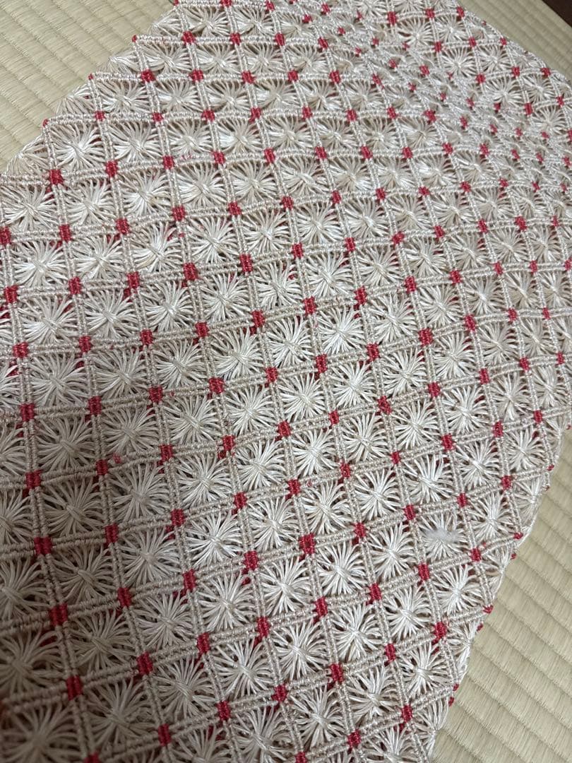 名古屋帯 白と赤　誉田屋　芭蕉