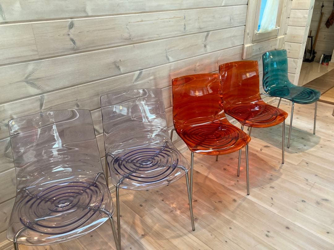 イタリア製　カリガリス L'EAU アクリルチェア 無色透明二脚セット