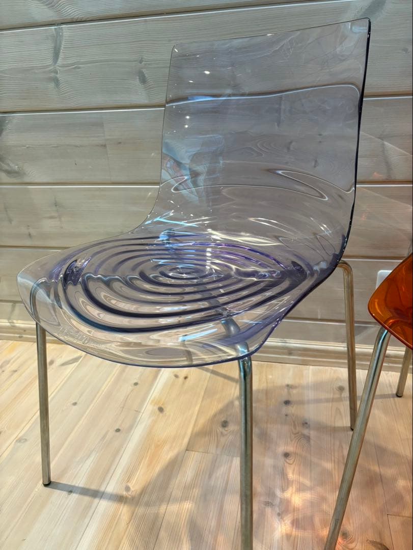 イタリア製　カリガリス L'EAU アクリルチェア 無色透明二脚セット