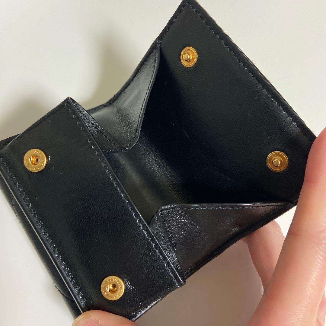 【16日限定】SAINT LAURENT ミニ 三つ折り財布 YSL ラムスキン