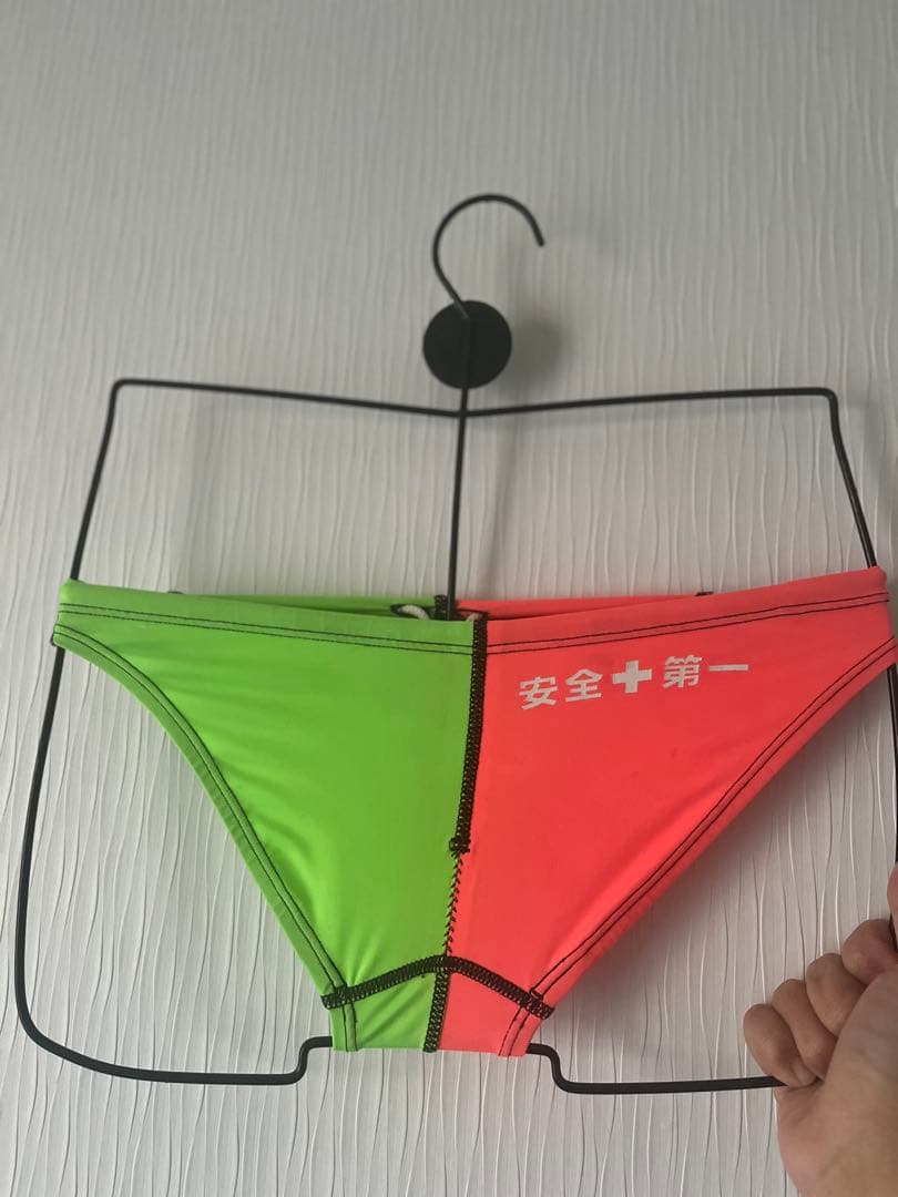 speed 競パン 競泳水着 ピンクとグリーン バイカラー 140