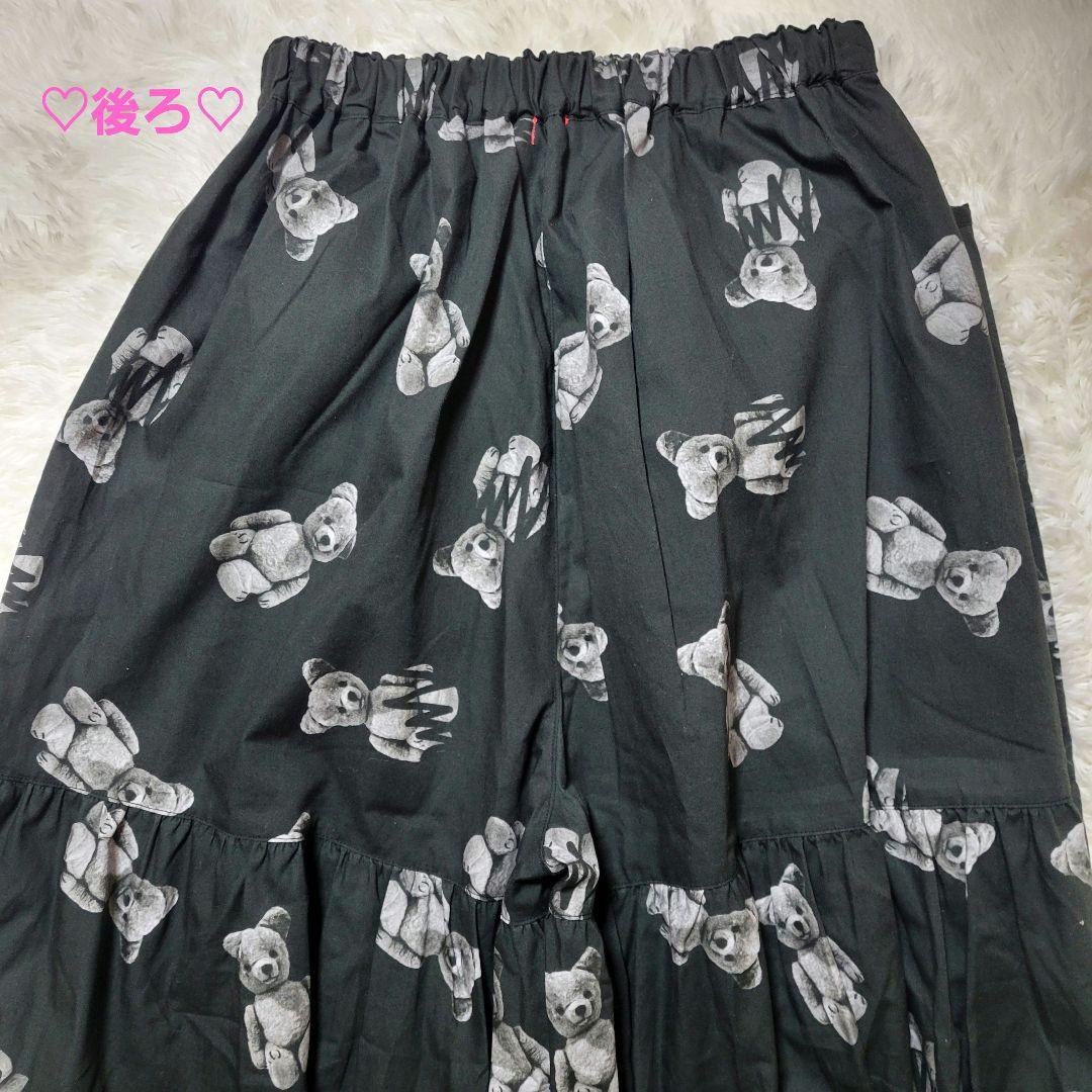 ♡大人F2♡frankygrow♡クマ ギャザー フリル パンツ ブラック