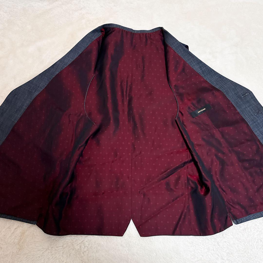 美品✨アルチザン スリーピース スーツ セットアップ L相当 グレー ボルドー