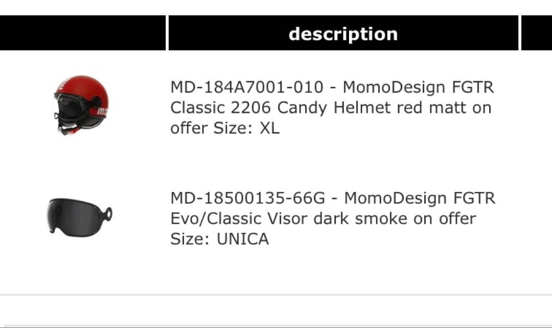 MOMO FGTR CLASSIC ヘルメット レッド