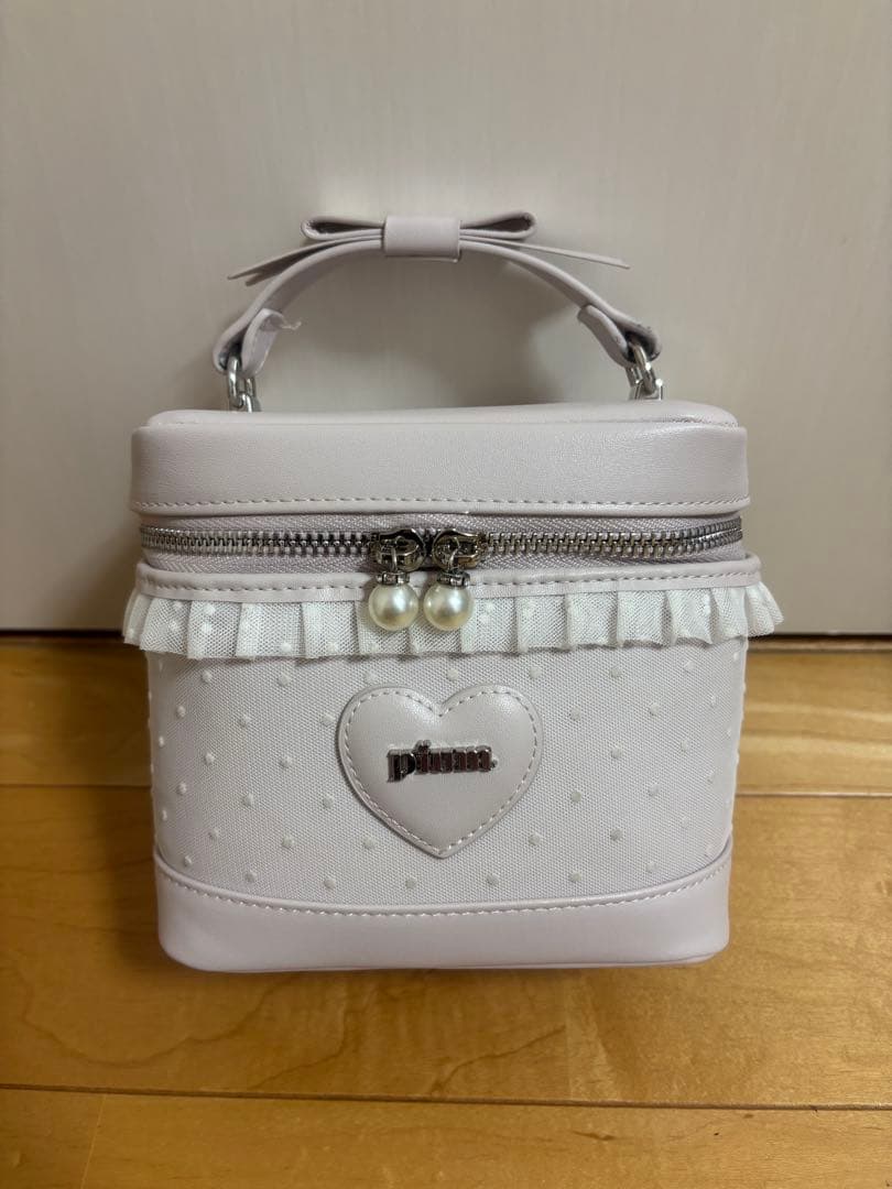 pium ハートドットチュールバニティバッグ ピンク