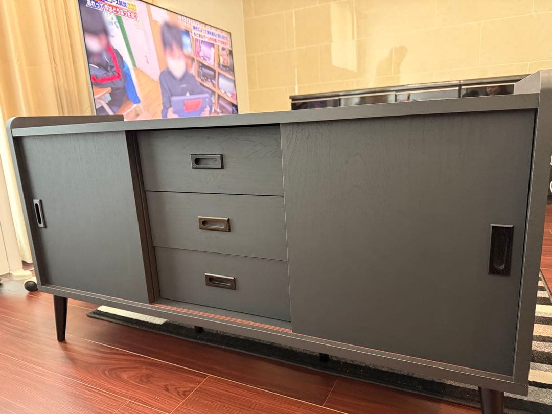 サイドボード キャビネット リビングボード 約幅120 ブラックウッド