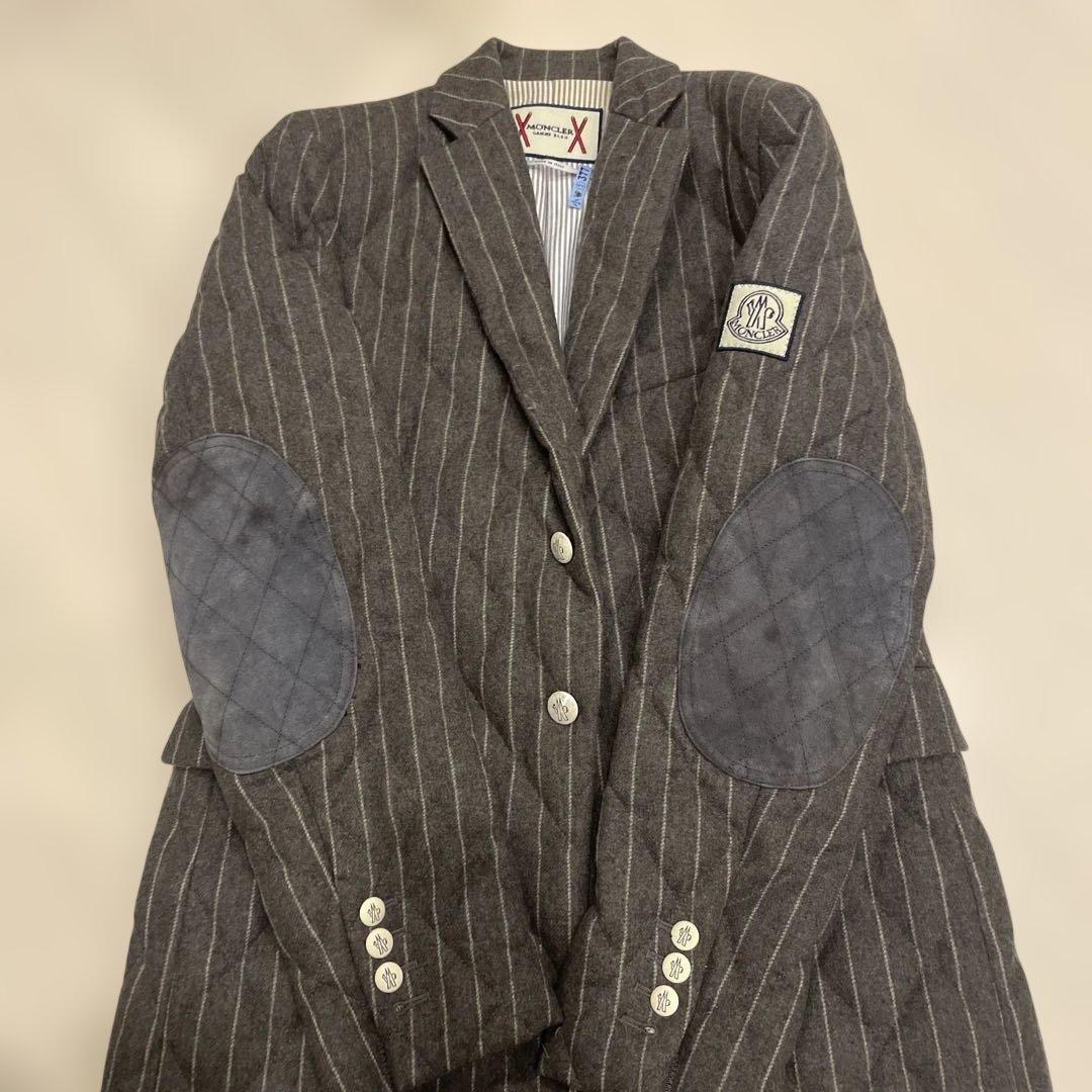 モンクレール　ストライプ テーラードジャケット ダウン90%