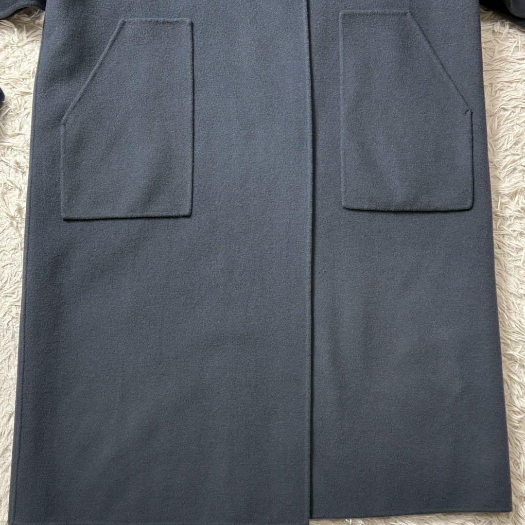 【極美品】uncrave ウールリバーロングコート　ベルト　ベルテッドコート　青