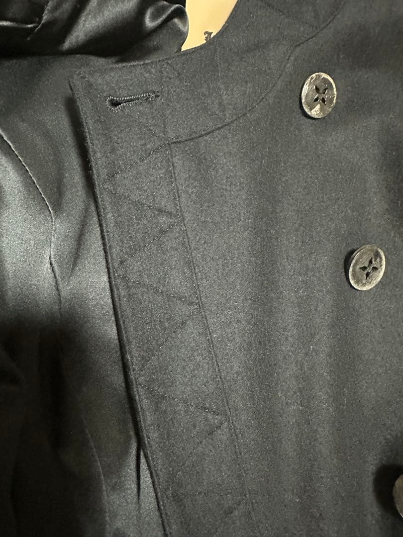 y2k本人期ジョンガリアーノ黒ダブルブレスト後見頃ペプラム風ロングコート未使用