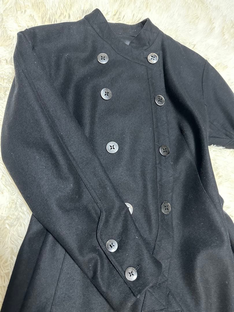 y2k本人期ジョンガリアーノ黒ダブルブレスト後見頃ペプラム風ロングコート未使用