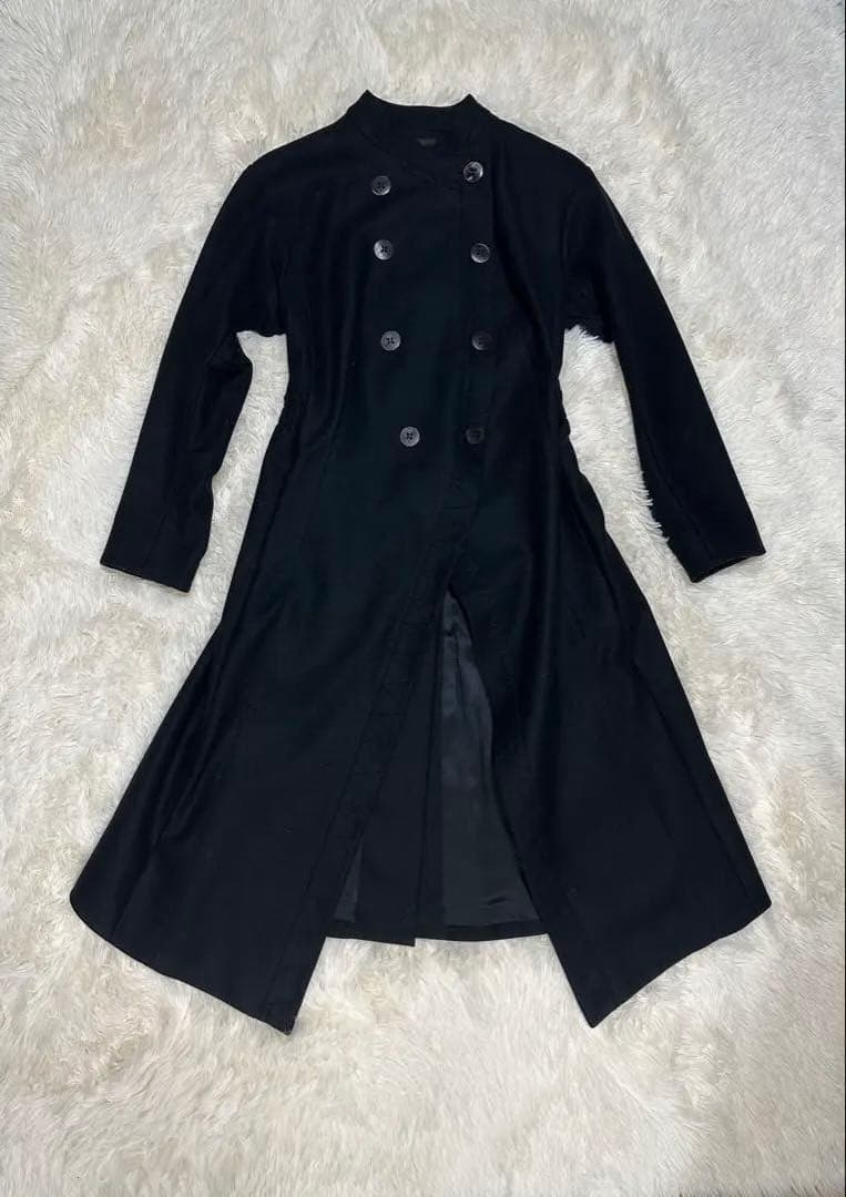 y2k本人期ジョンガリアーノ黒ダブルブレスト後見頃ペプラム風ロングコート未使用
