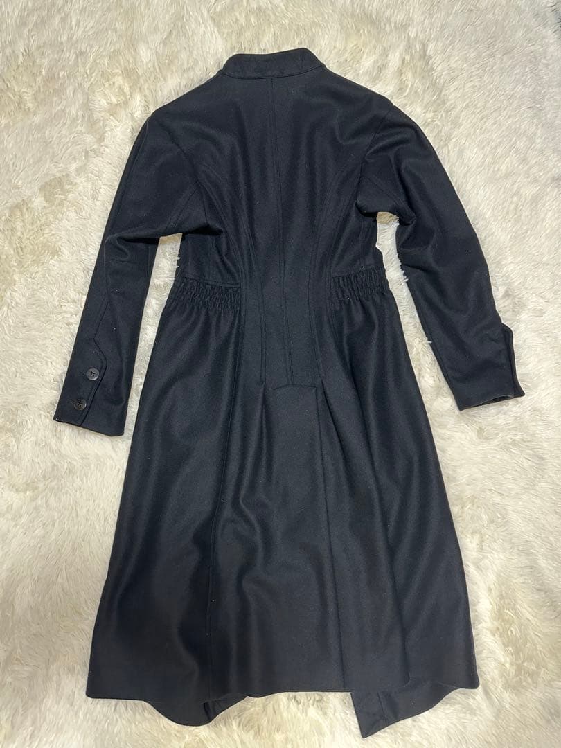 y2k本人期ジョンガリアーノ黒ダブルブレスト後見頃ペプラム風ロングコート未使用