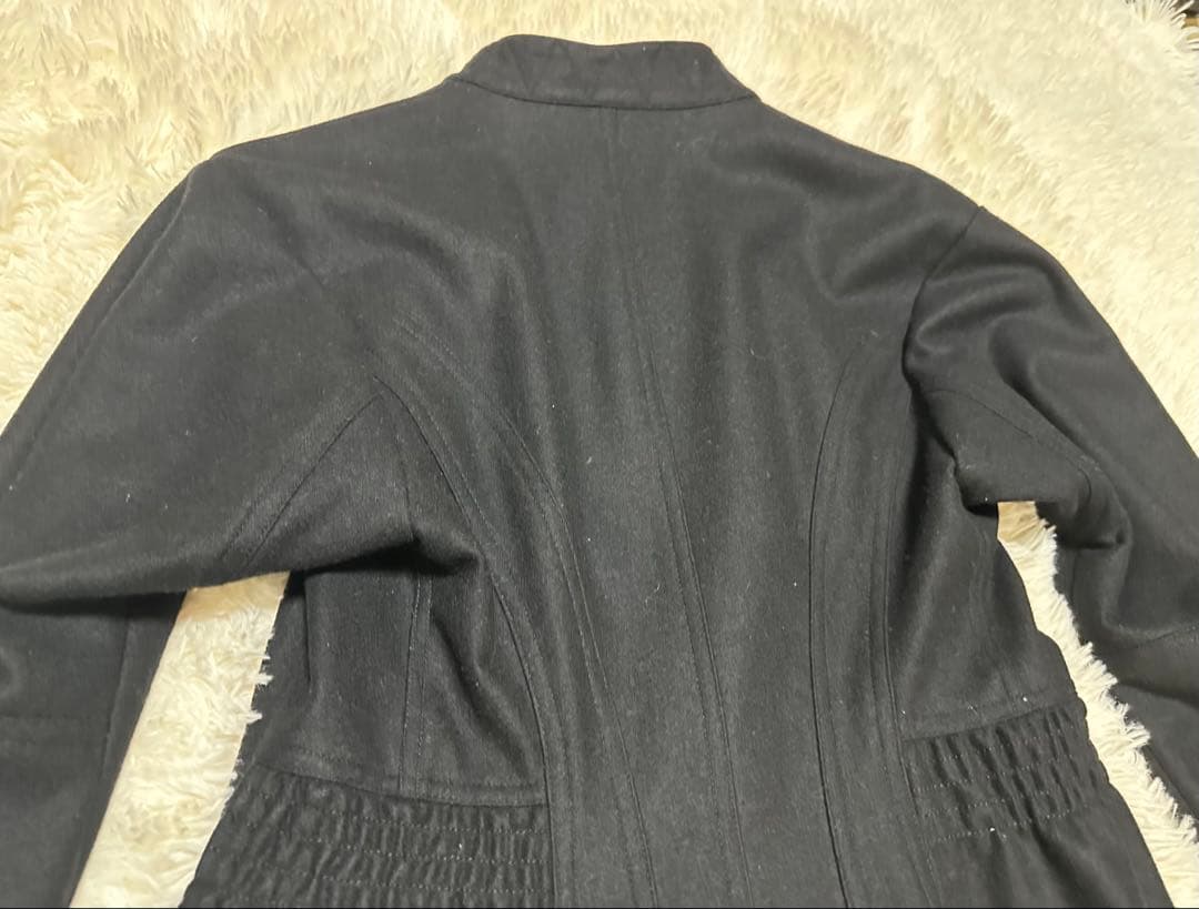 y2k本人期ジョンガリアーノ黒ダブルブレスト後見頃ペプラム風ロングコート未使用