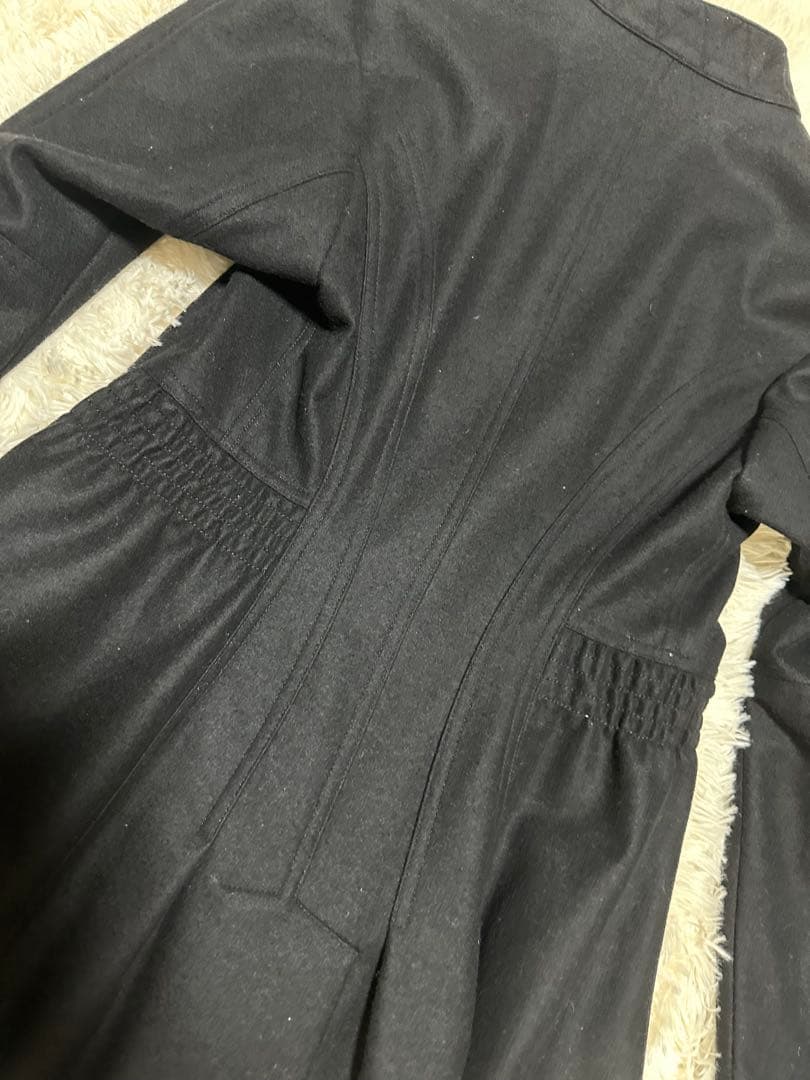 y2k本人期ジョンガリアーノ黒ダブルブレスト後見頃ペプラム風ロングコート未使用