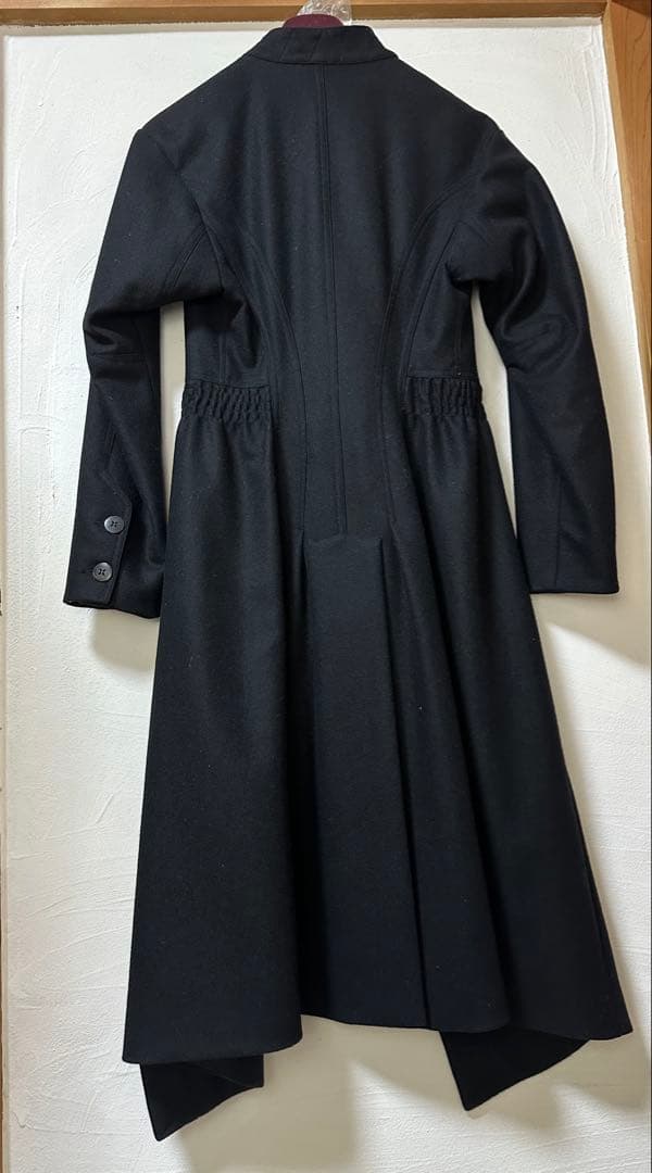y2k本人期ジョンガリアーノ黒ダブルブレスト後見頃ペプラム風ロングコート未使用