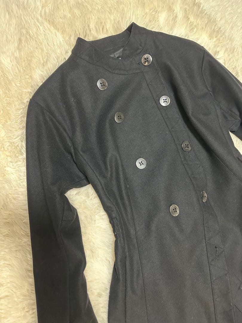 y2k本人期ジョンガリアーノ黒ダブルブレスト後見頃ペプラム風ロングコート未使用