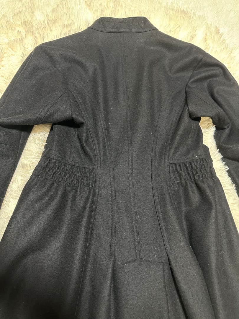 y2k本人期ジョンガリアーノ黒ダブルブレスト後見頃ペプラム風ロングコート未使用