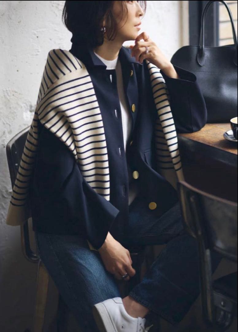 未使用品！高橋志津奈コラボ　2wayコクーンジャケット　金ボタン大きいサイズ48